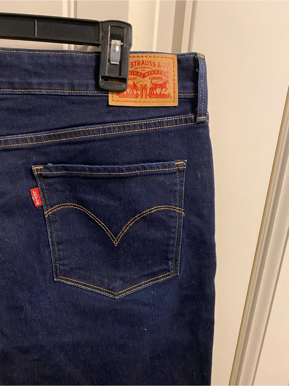 Levis 32 Jeans Shorts Dark Blue Bermuda Stretch Denim Rolled Cuff 14